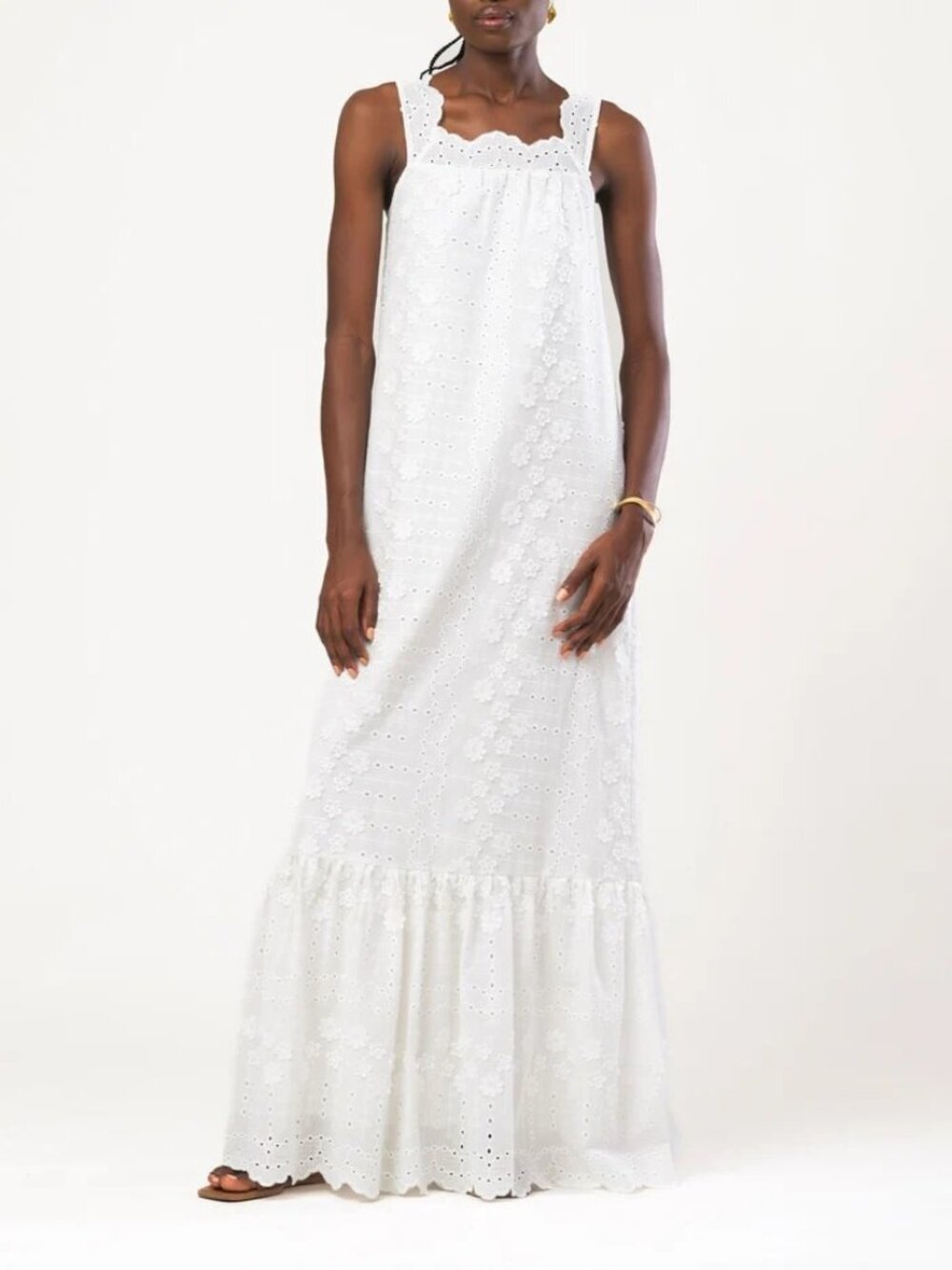 Diarrablu Ivy Embroidered Maxi Dress White Womens Size Large